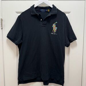 Polo Ralph Lauren Shirt Multicolor Big Pony Short Sleeve Mesh Black